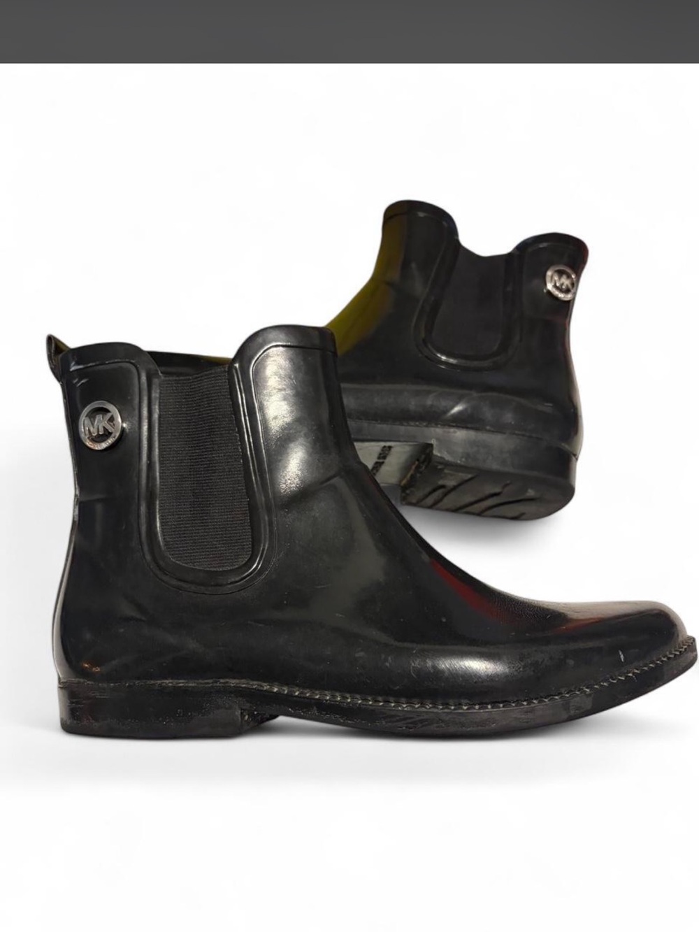 Michael Kors Black Glossy Chelsea Rain Ankle Boots